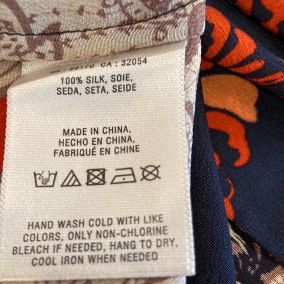 Meadow Rue Anthropologie Silk Floral Tunic Blouse Tassels Neckline Accent Sz M - Picture 4 of 5